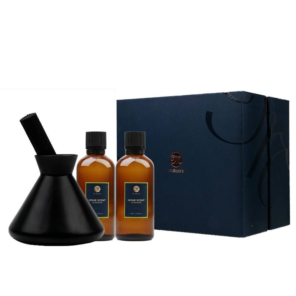 Mt. Sapola Vase Diffuser - Lemongrass, Black 2x100ml