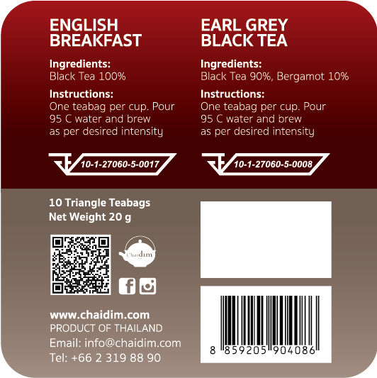 Chaidim Duo Box - English Breakfast & Earl Grey Black Tea 2 x 5 Teabags