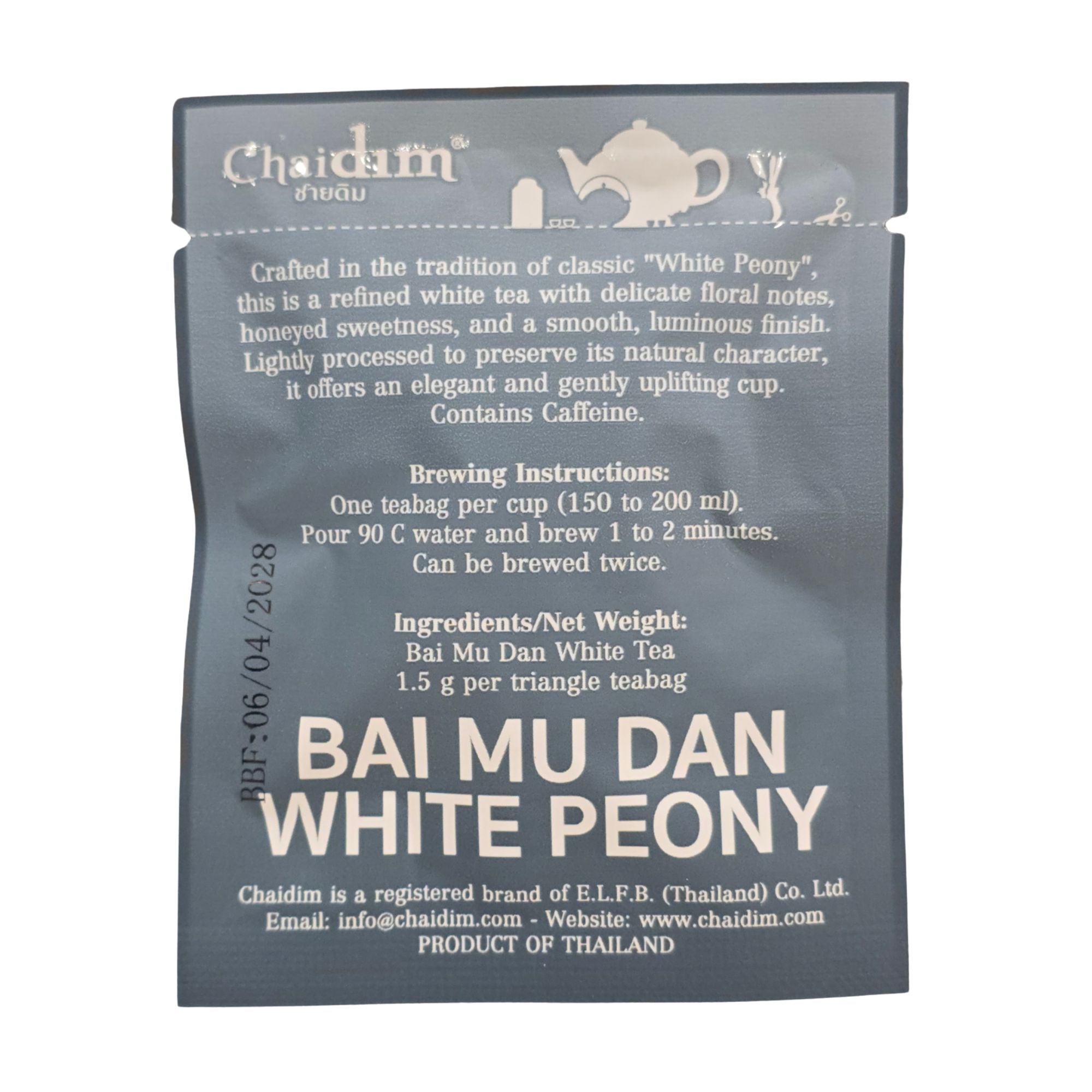 Chaidim Bai Mu Dan White Peony Tea 10 Teabags - Seasonal Collection