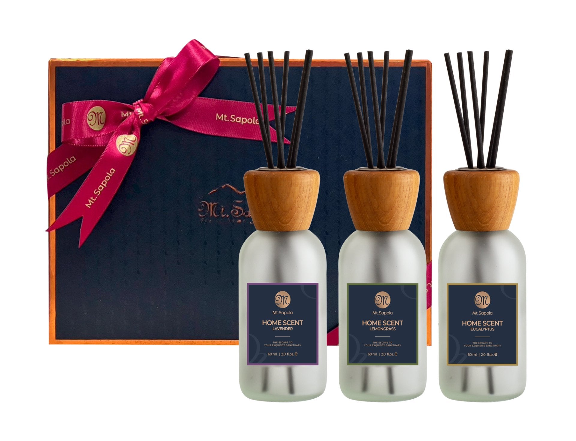 Mt. Sapola Home Scent Reed Diffuser Gift Set - Eucalyptus, Lavender & Lemongrass 3x60ml