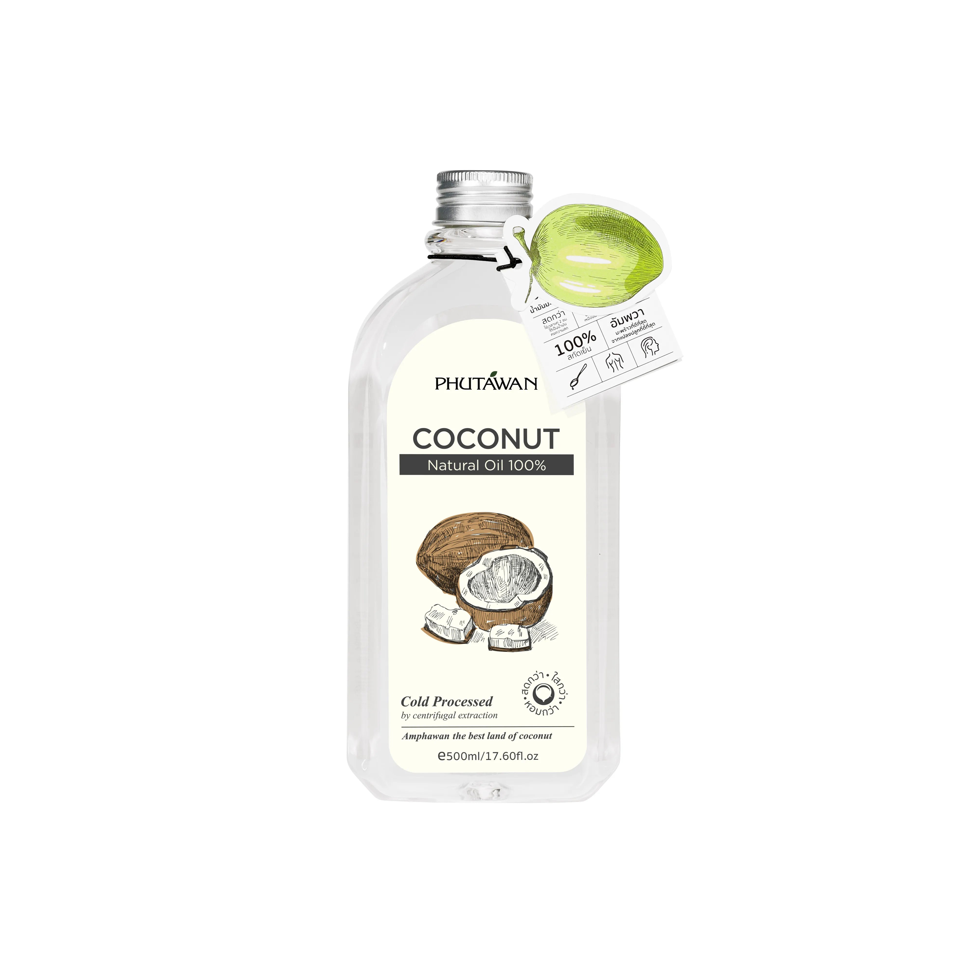Phutawan 100% Cold-Pressed Coconut Oil 500ml