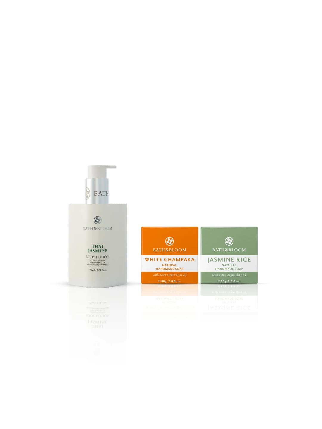 BATH&BLOOM Infinite Freshness Gift Set Jasmine Rice & White Champaka Soap Set (3 Pcs)