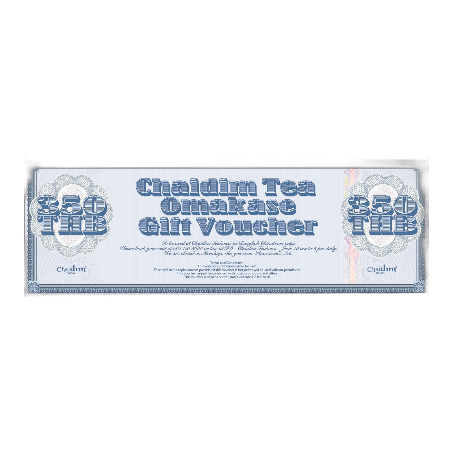 Chaidim Tea Omakase Gift Voucher - THB 350