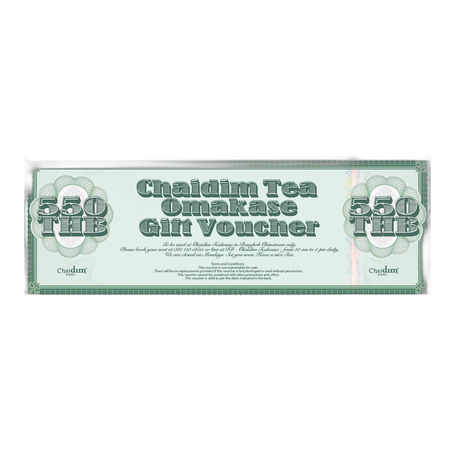 Chaidim Tea Omakase Gift Voucher - THB 550