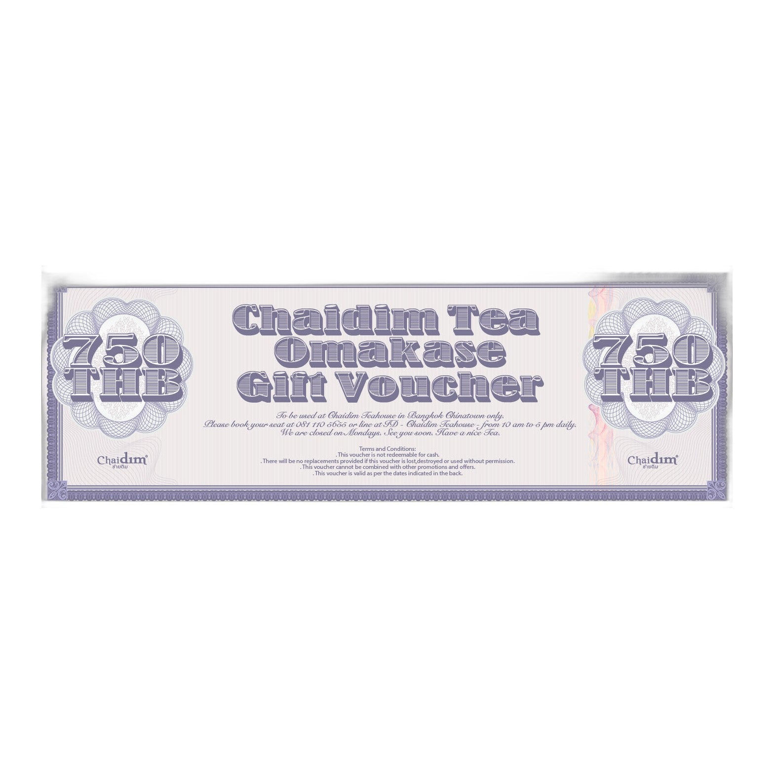 Chaidim Tea Omakase Gift Voucher - THB 750