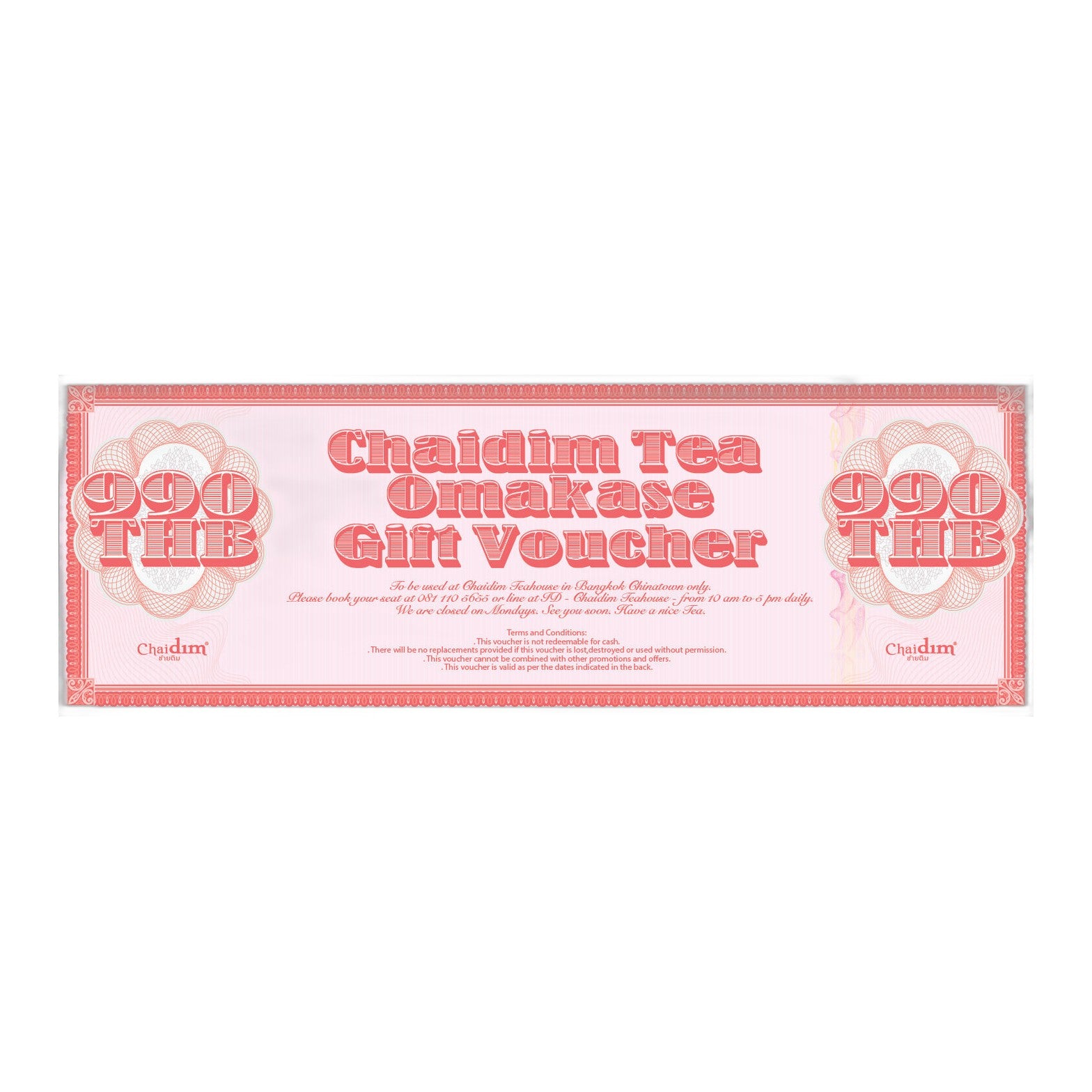 Chaidim Tea Omakase Gift Voucher - THB 990