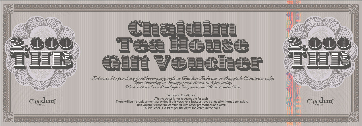 Chaidim Tea House Gift Voucher - THB 2,000
