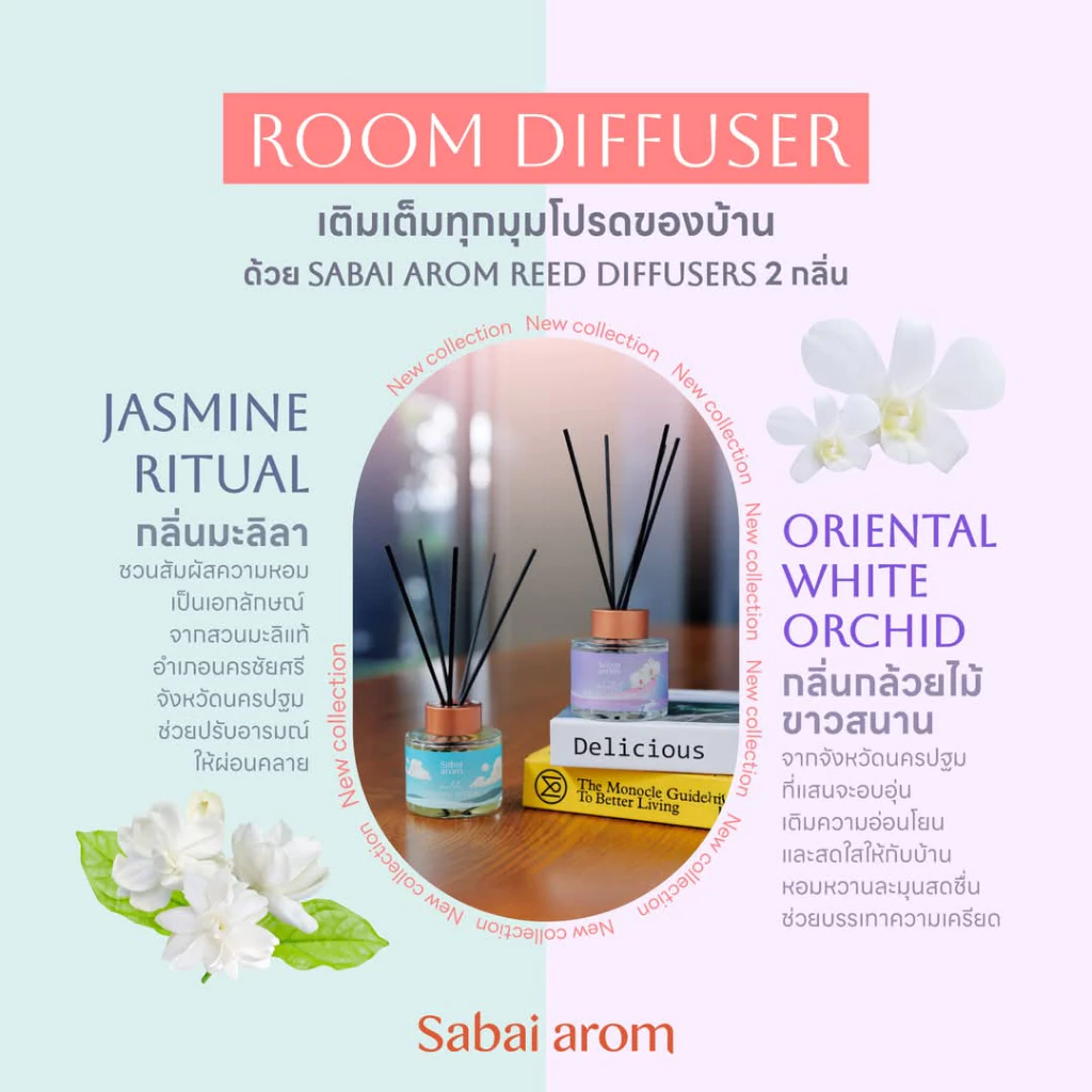 Sabai Arom Reed Diffuser - Jasmine Ritual 100ml