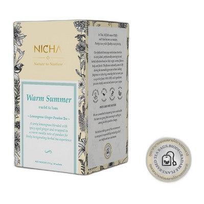 Nicha Tea Warm Summer Lemongrass Ginger Pandan Tea 25 Sachets